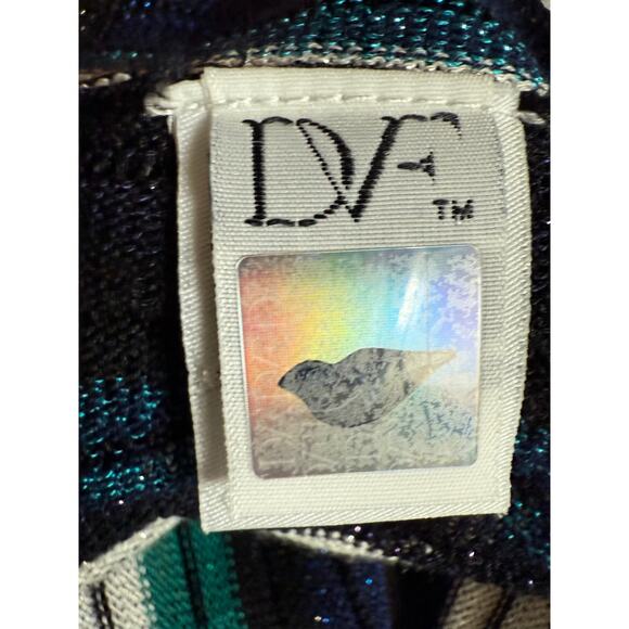 Diane von Furstenberg Cadenza Metallic Striped Sleeveless Wrap Dress Size M - Picture 12 of 12